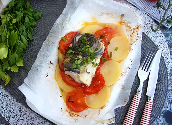 Papillote af torsk
