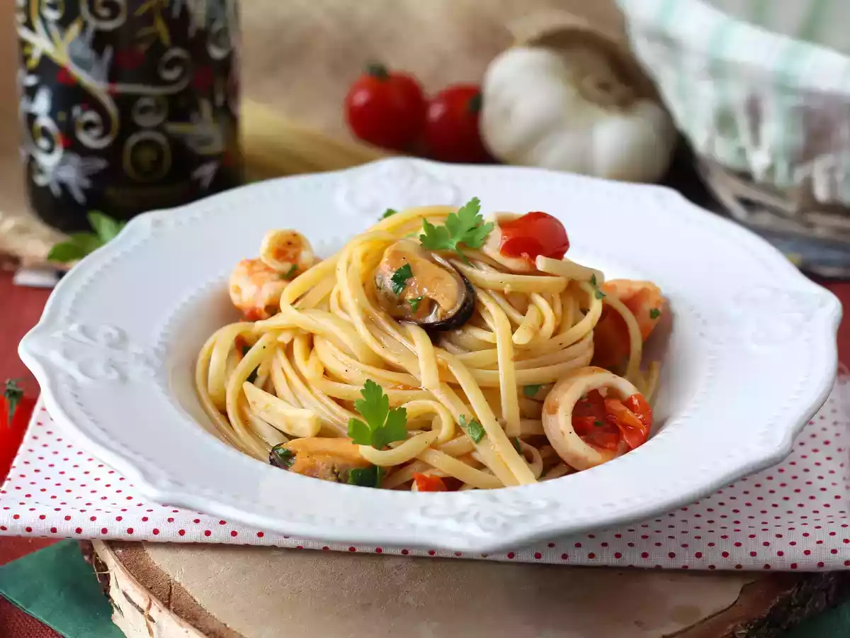 Pasta med frosne skaldyr, den velsmagende og meget hurtige forret - foto 6