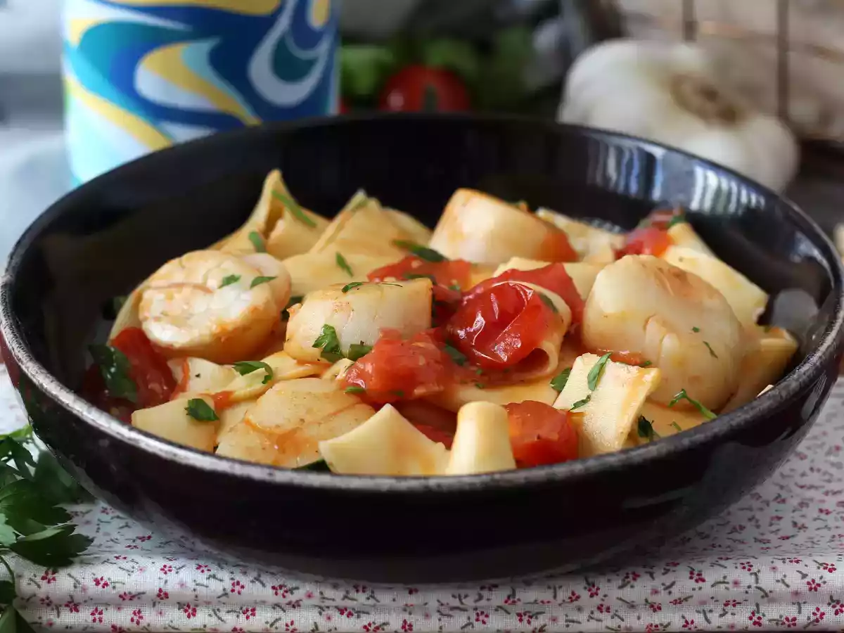 Pasta med kammuslinger, en elegant forret med fisk og skaldyr - foto 2