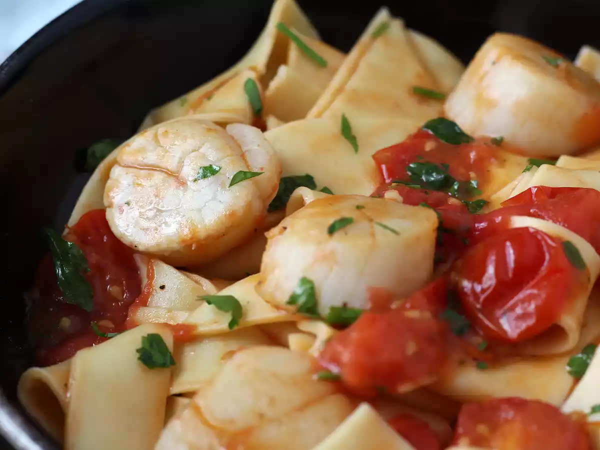 Pasta med kammuslinger, en elegant forret med fisk og skaldyr - foto 3