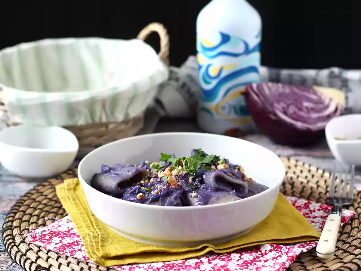 Pasta med rødkål og valnødder, den første ret, der ser godt ud og er nem at tilberede - foto 2