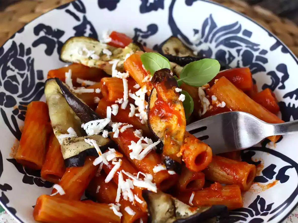 Pasta Siciliana med aubergine, den nemme og lette version - Pasta alla Norma - foto 4