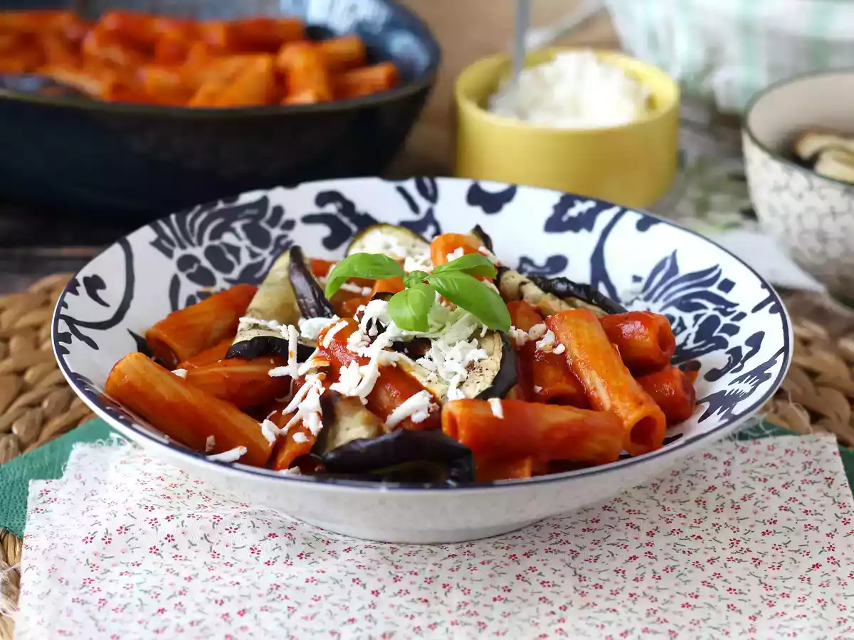 Pasta Siciliana med aubergine, den nemme og lette version - Pasta alla Norma - foto 6