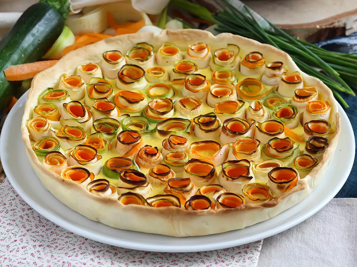 Quiche med courgette- og gulerodsroser - foto 2