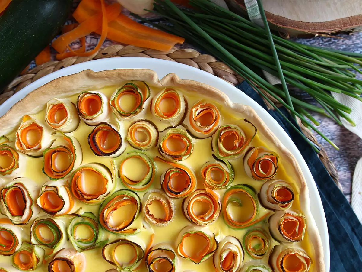 Quiche med courgette- og gulerodsroser - foto 5