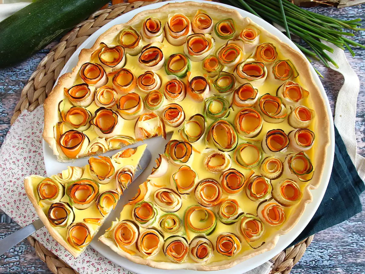 Quiche med courgette- og gulerodsroser - foto 6