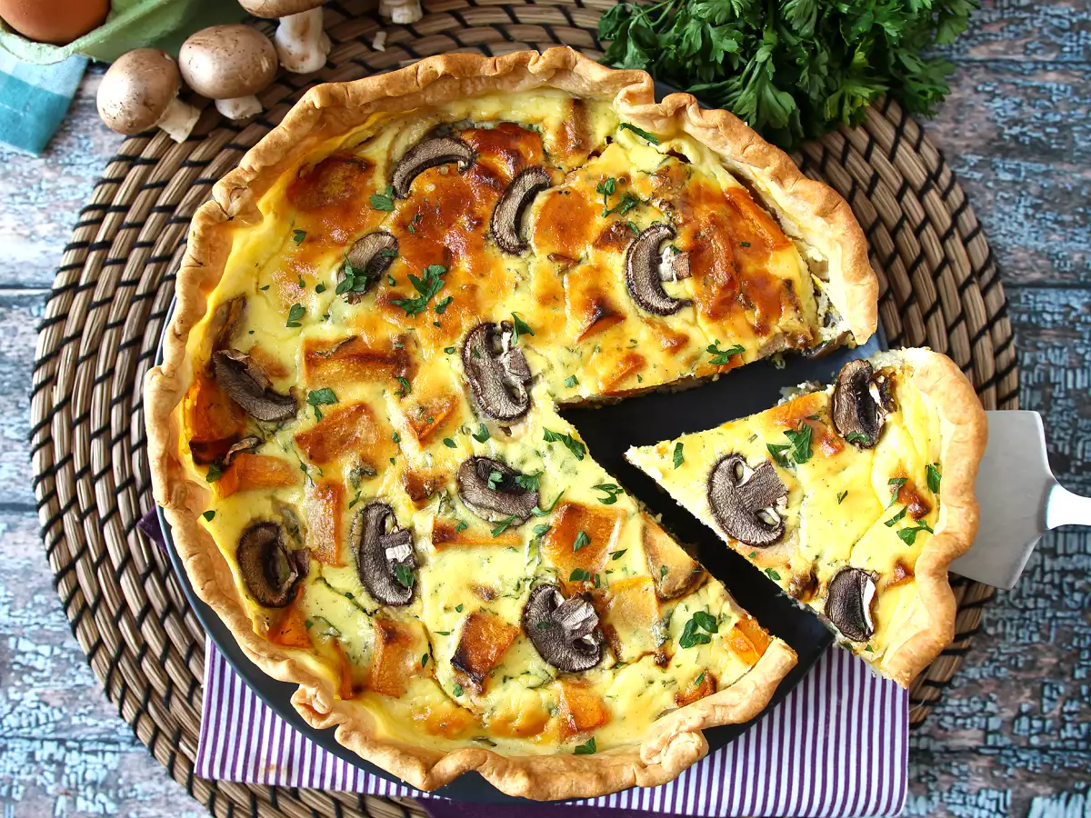 Quiche med svampe og hokkaidogræskar - foto 8