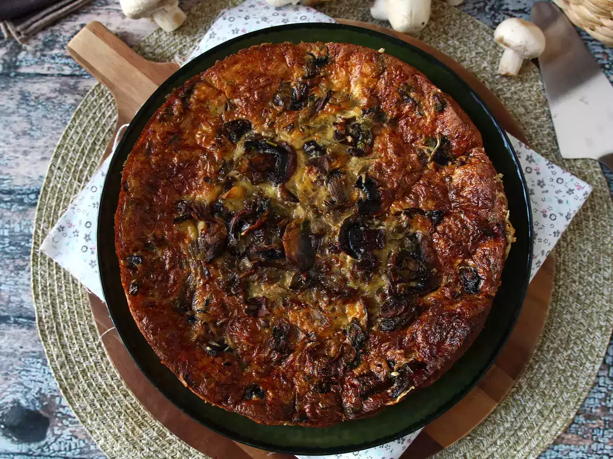 Quiche uden bund med svampe, bacon og hytteost - foto 2