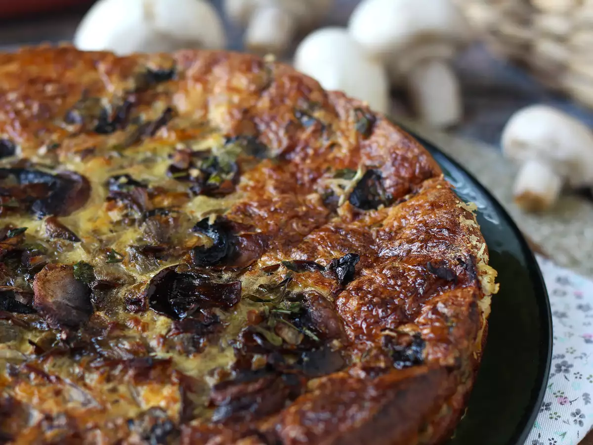 Quiche uden bund med svampe, bacon og hytteost - foto 3
