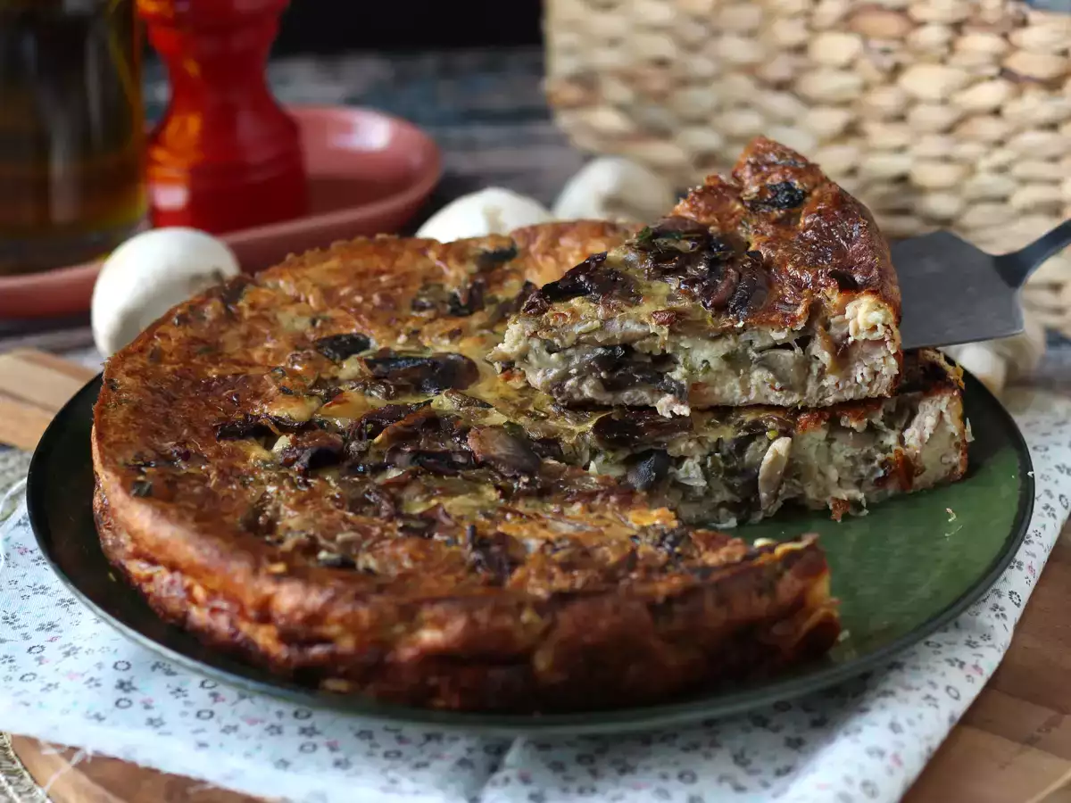 Quiche uden bund med svampe, bacon og hytteost - foto 5