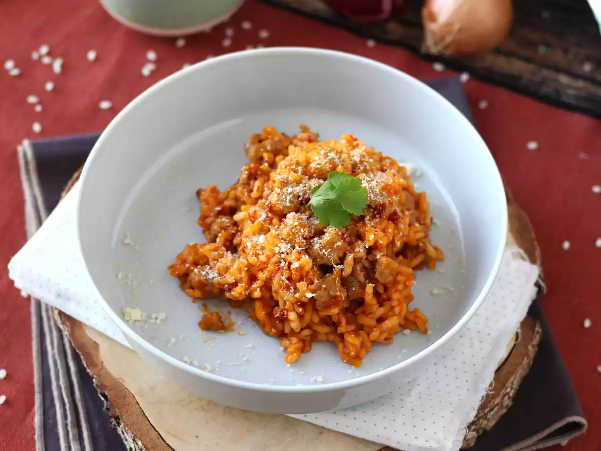 Risotto 'nduja og pølse, en første ret med intens smag - foto 5