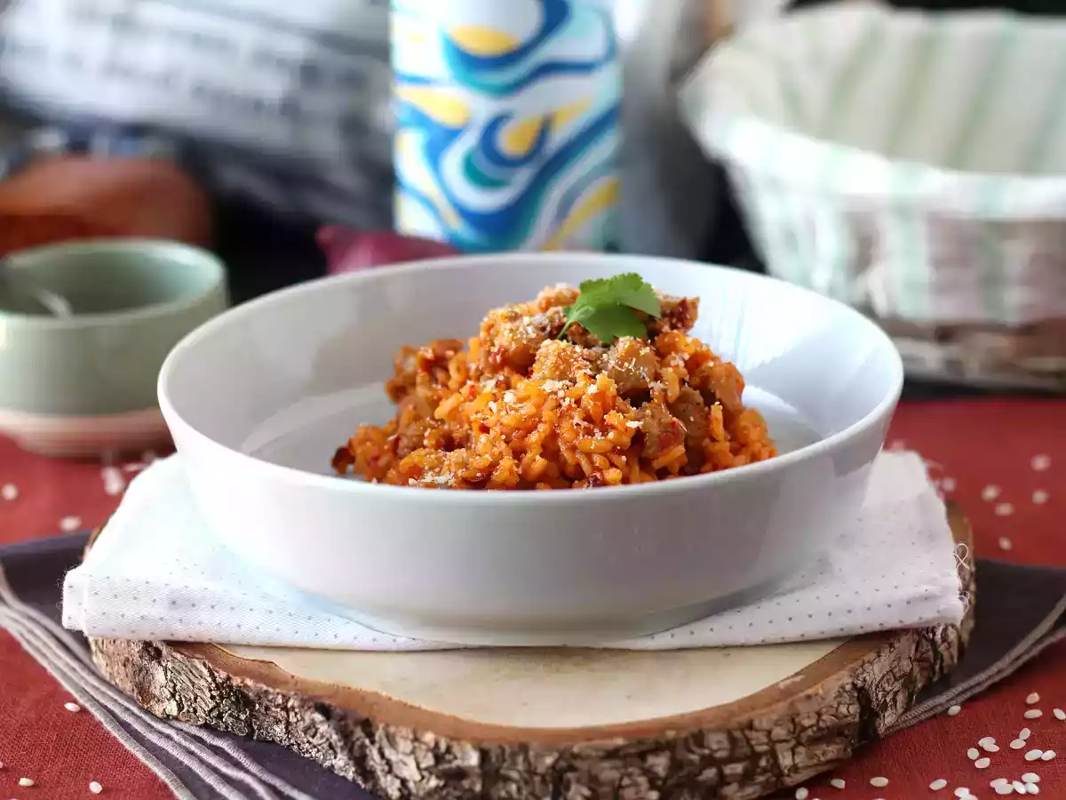 Risotto 'nduja og pølse, en første ret med intens smag - foto 6