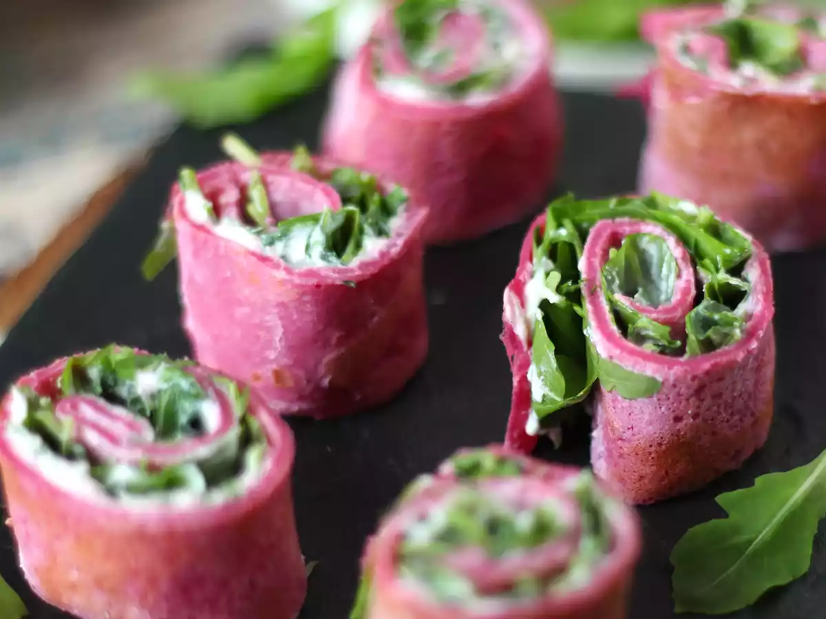 Rødbedecrepesruller med ricotta og rucola - foto 2