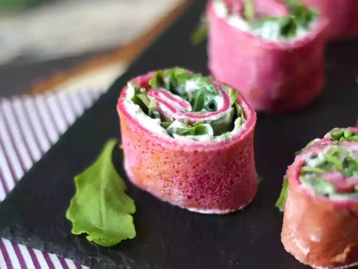 Rødbedecrepesruller med ricotta og rucola - foto 3