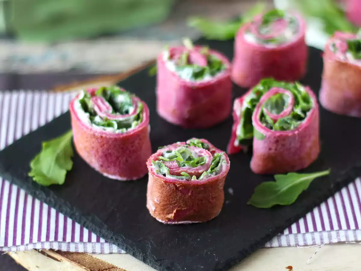 Rødbedecrepesruller med ricotta og rucola - foto 4