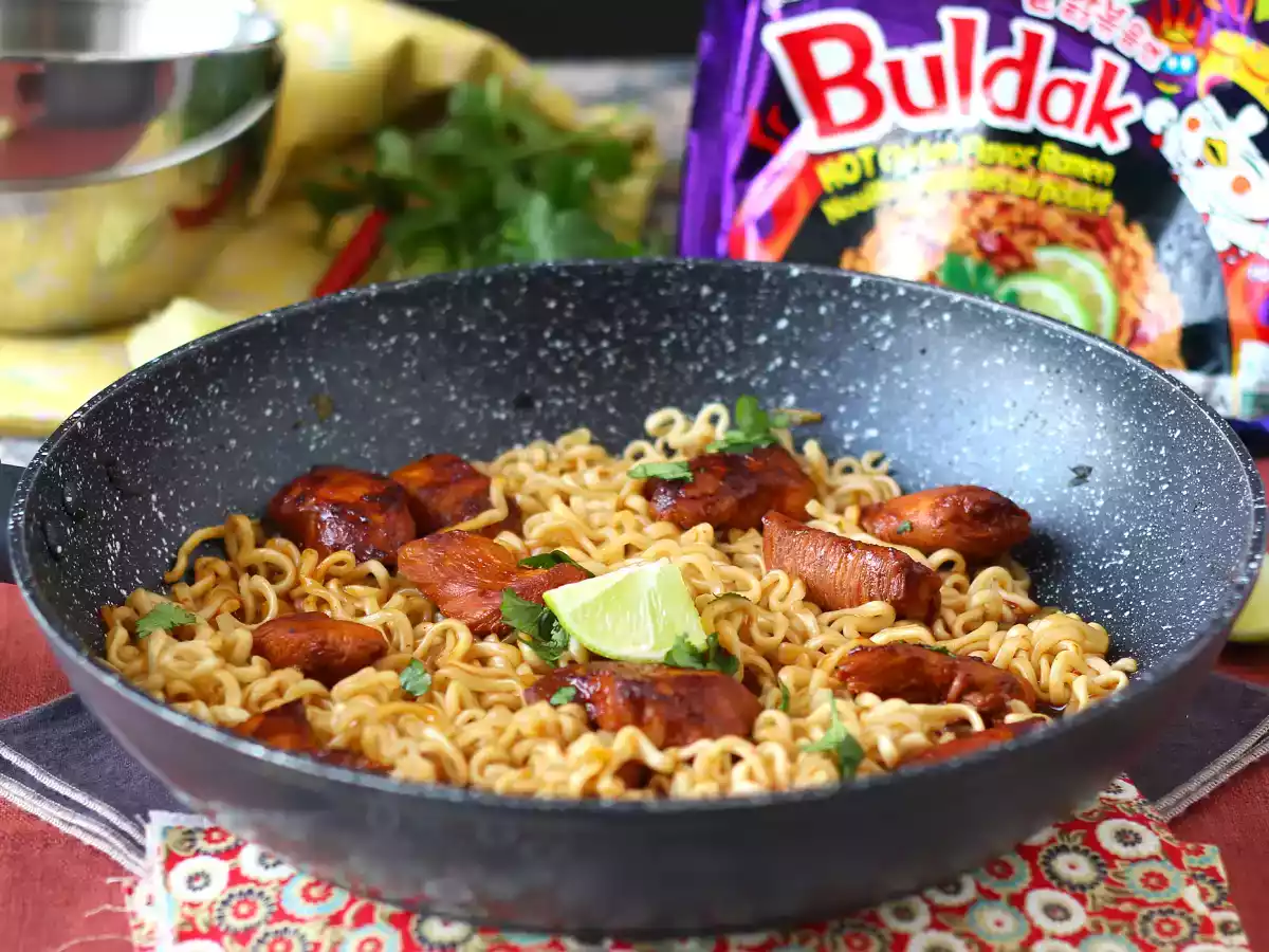 Sådan laver du buldak habanero lime nudler, opskrift med marineret kylling! - foto 5