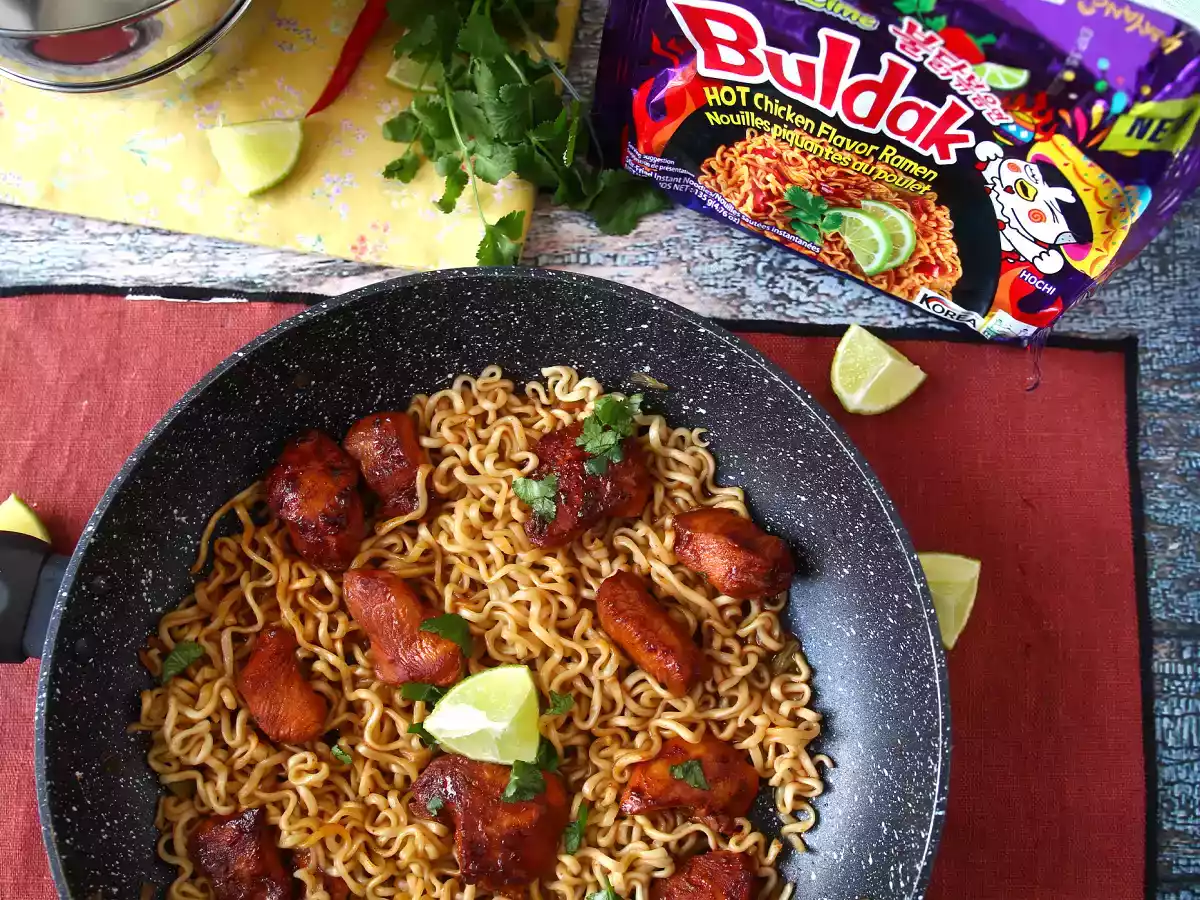 Sådan laver du buldak habanero lime nudler, opskrift med marineret kylling! - foto 6