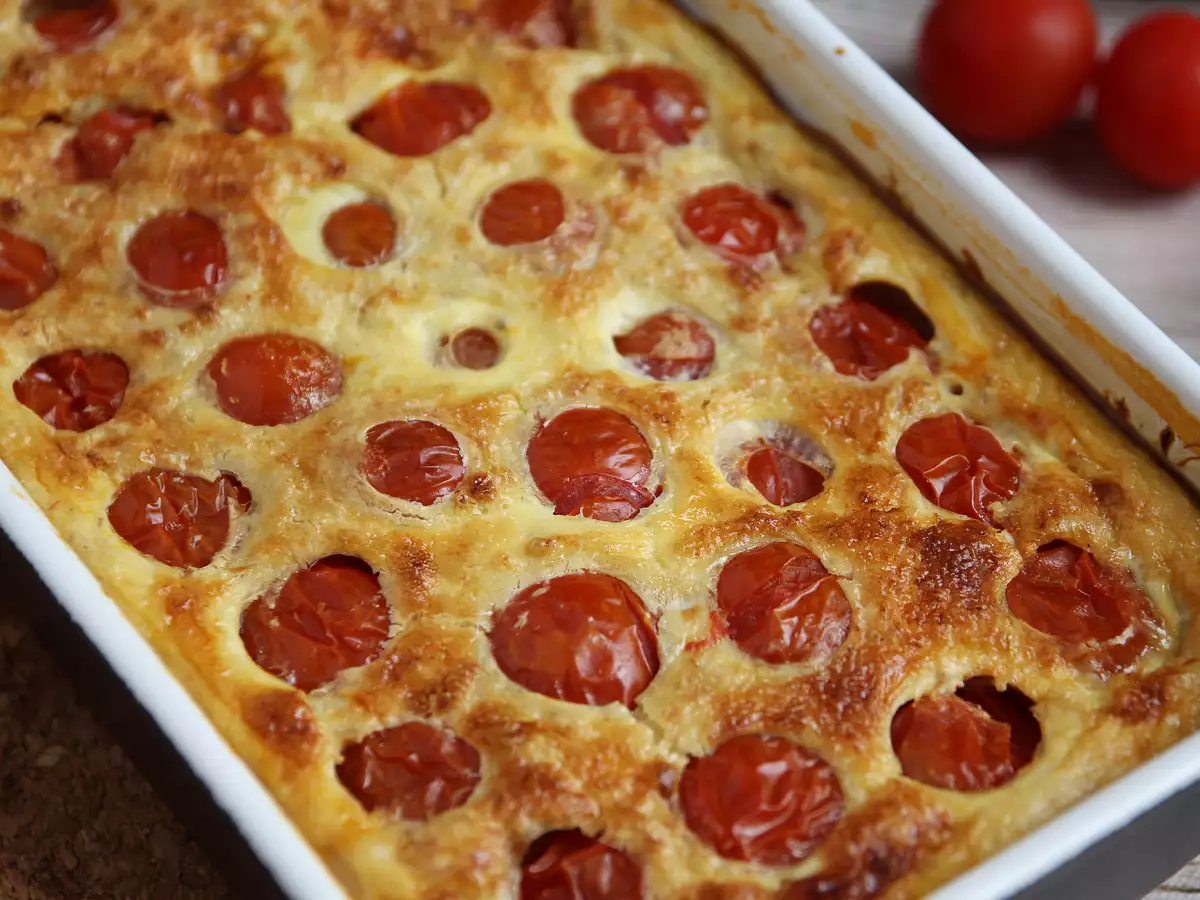 Salt clafoutis med cherrytomater og tun - foto 2