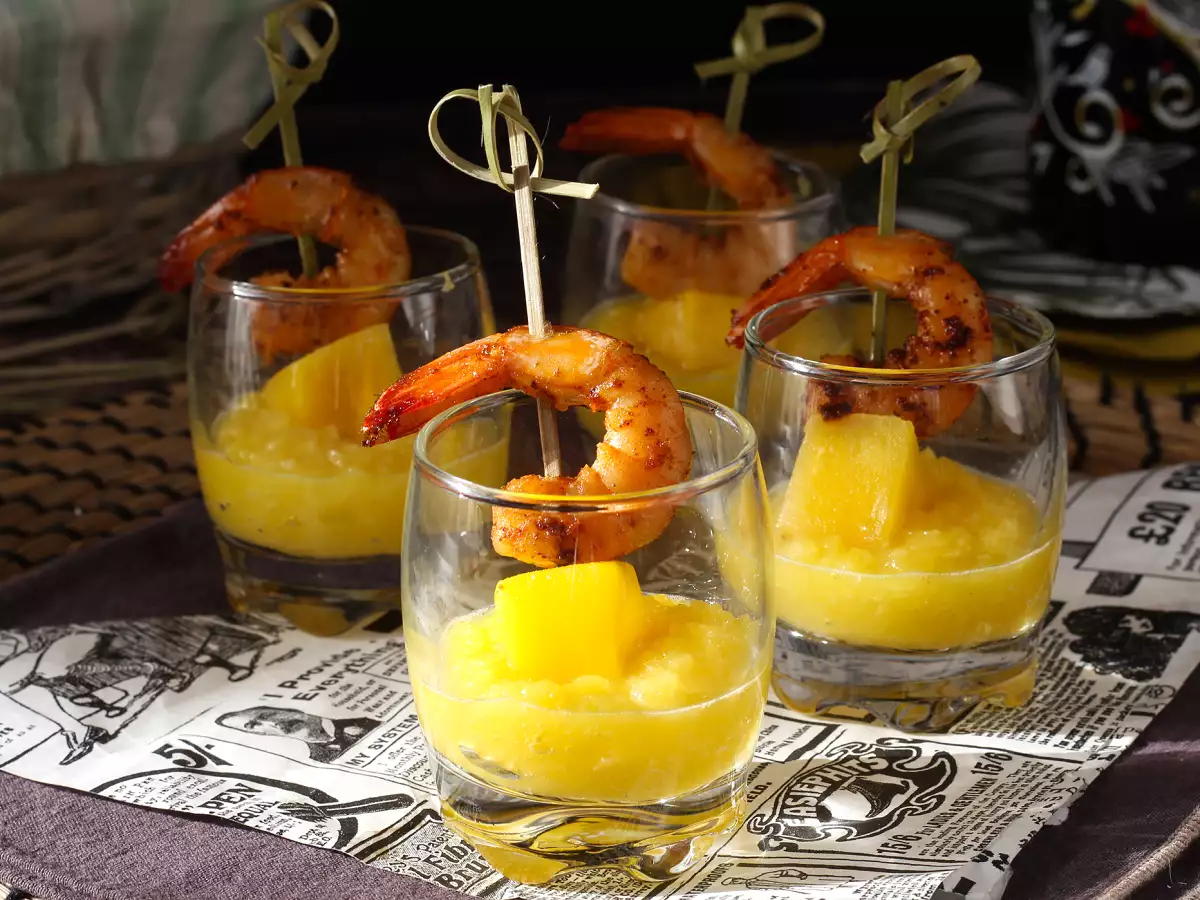 Små glas med rejer og mango – sød-salt appetizer - foto 3