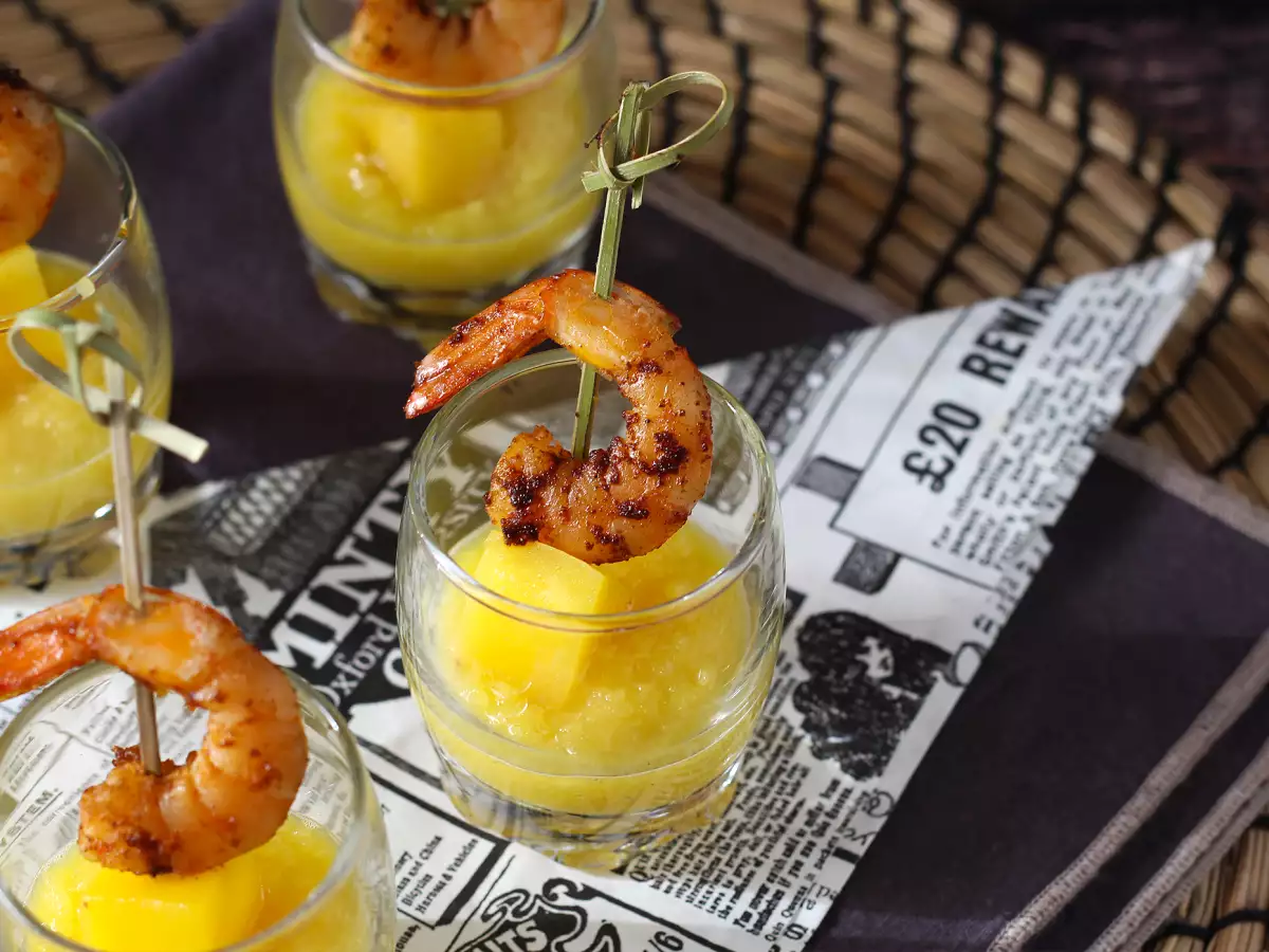 Små glas med rejer og mango – sød-salt appetizer - foto 4