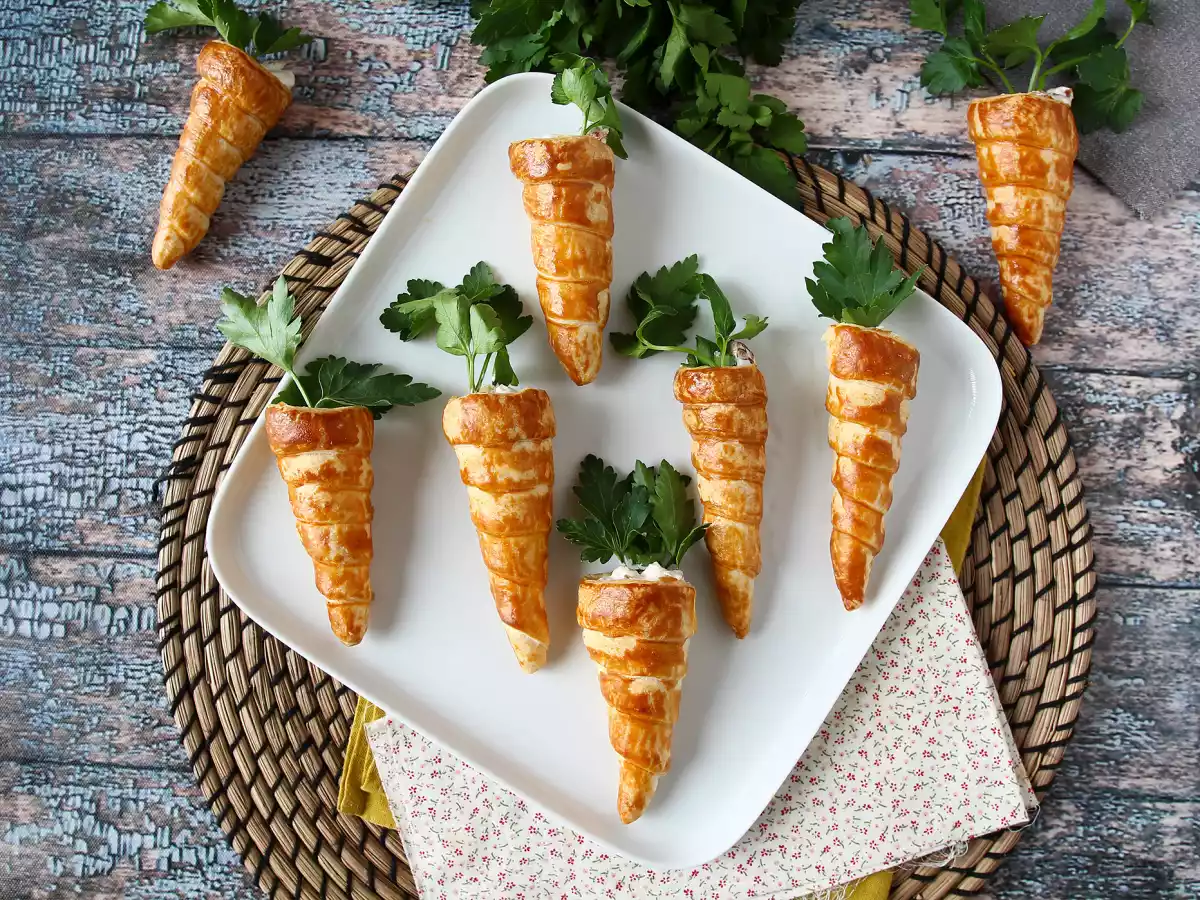 Søde butterdejsgulerødder til en påskeaperitif: gedeost og soltørrede tomater - foto 4