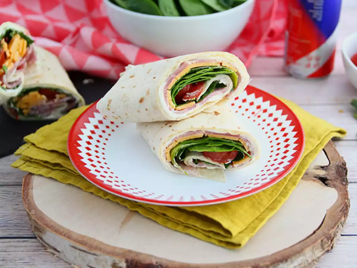 Spinatwraps med skinke og cheddar