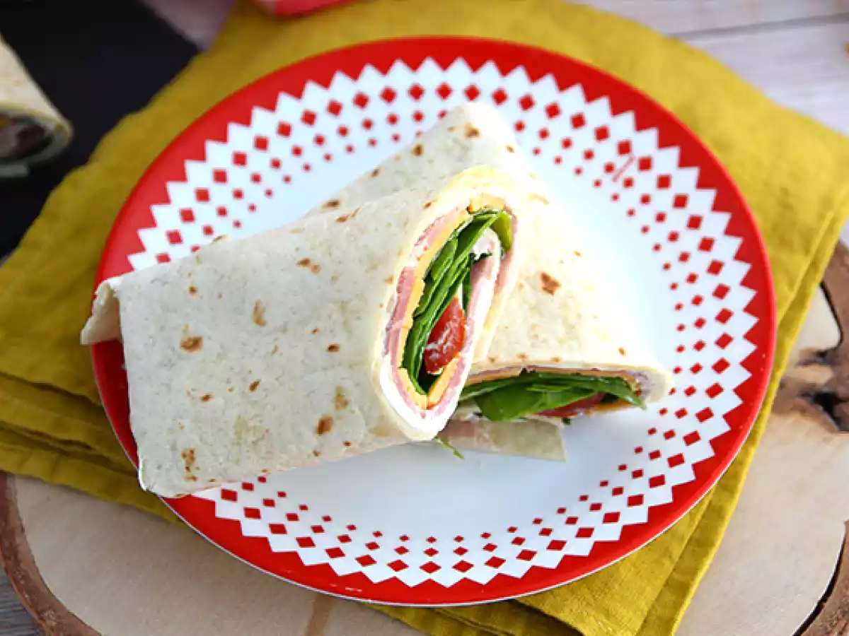 Spinatwraps med skinke og cheddar - foto 2