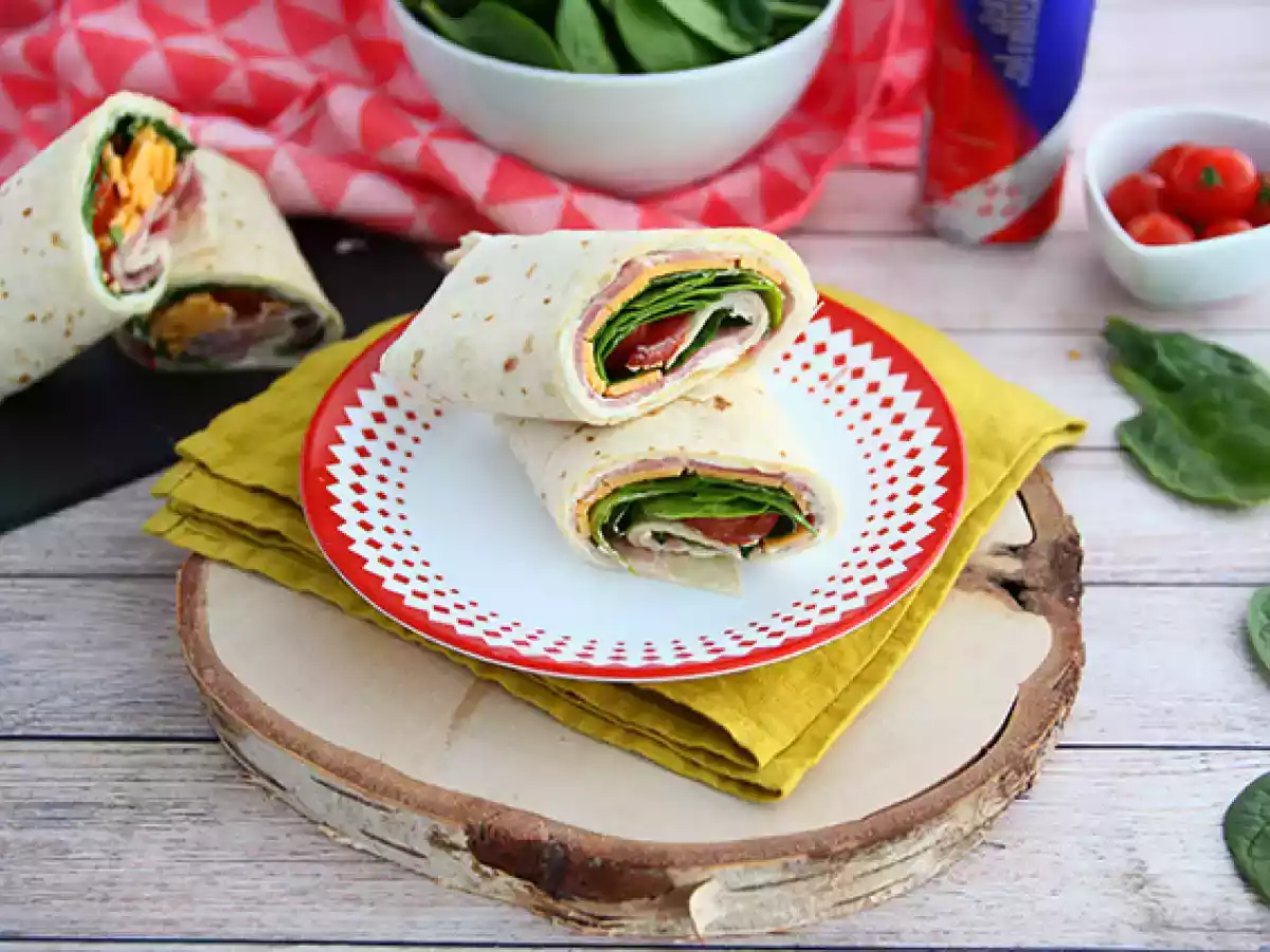Spinatwraps med skinke og cheddar - foto 4