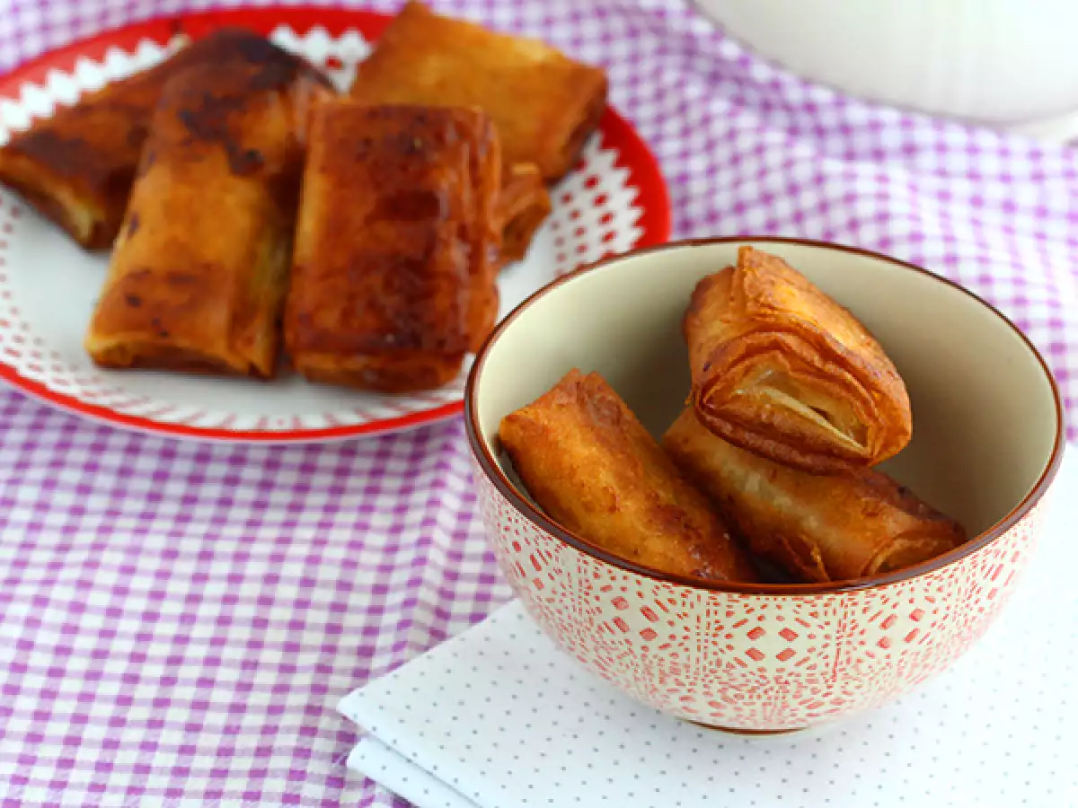 Sprøde bananpakker med filodej
