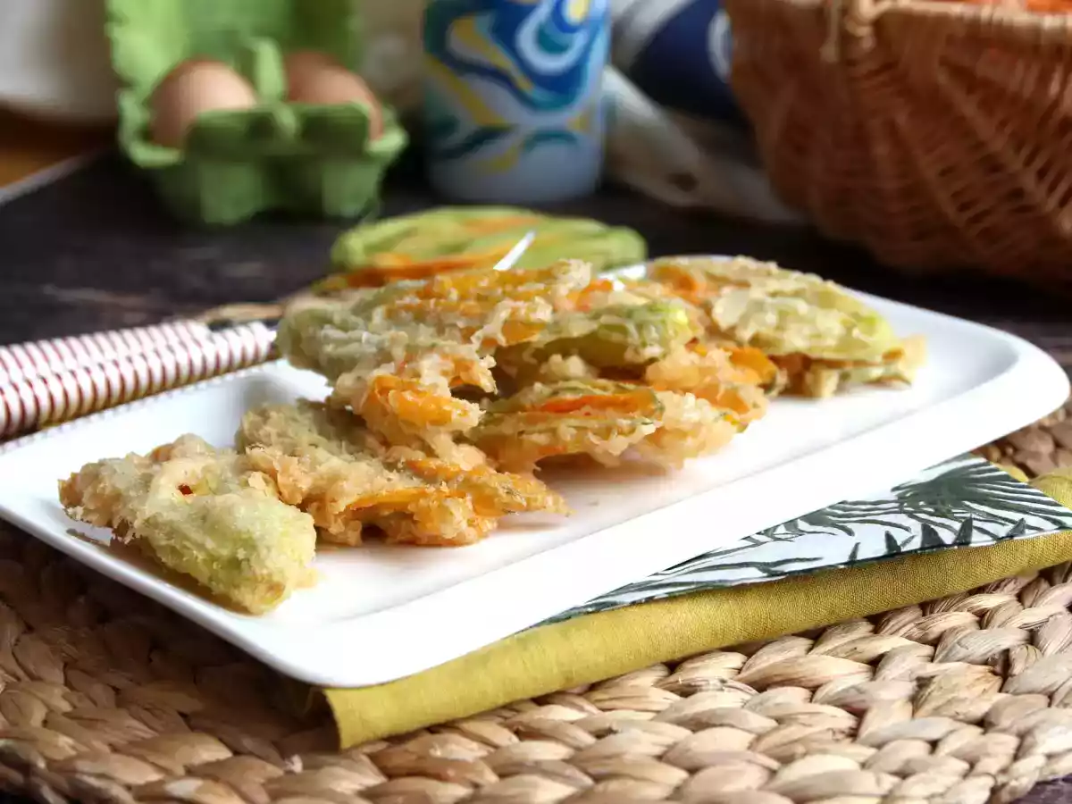 Stegte courgetteblomster, opskriften på dej med danskvand - foto 7