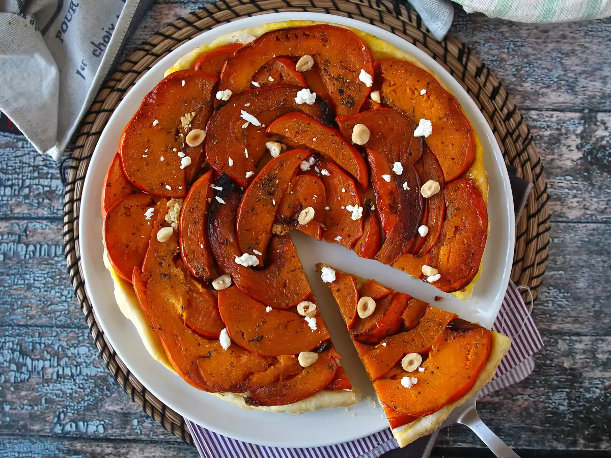 Tatin med hokkaidogræskar, gedeost og honning - foto 6