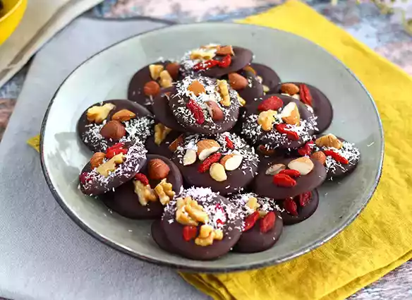 Tiggere, chokolade med tørret frugt