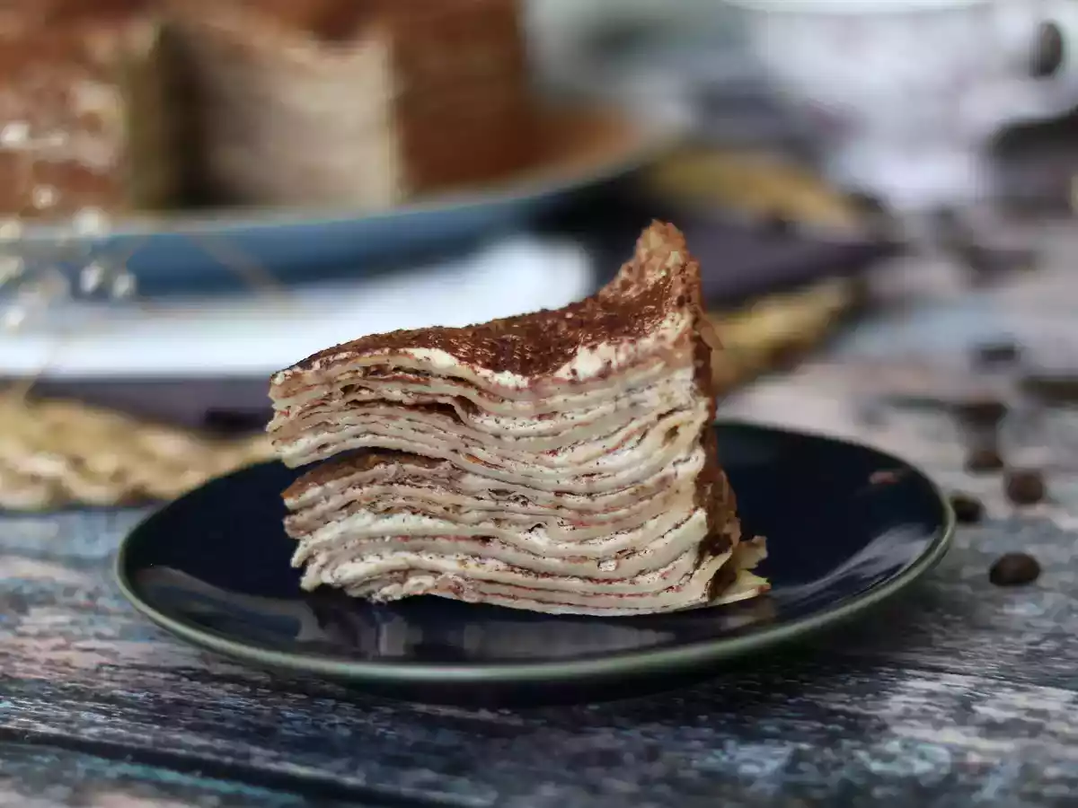 Tiramisu-agtig pandekagekage med kaffe og kakao - foto 6