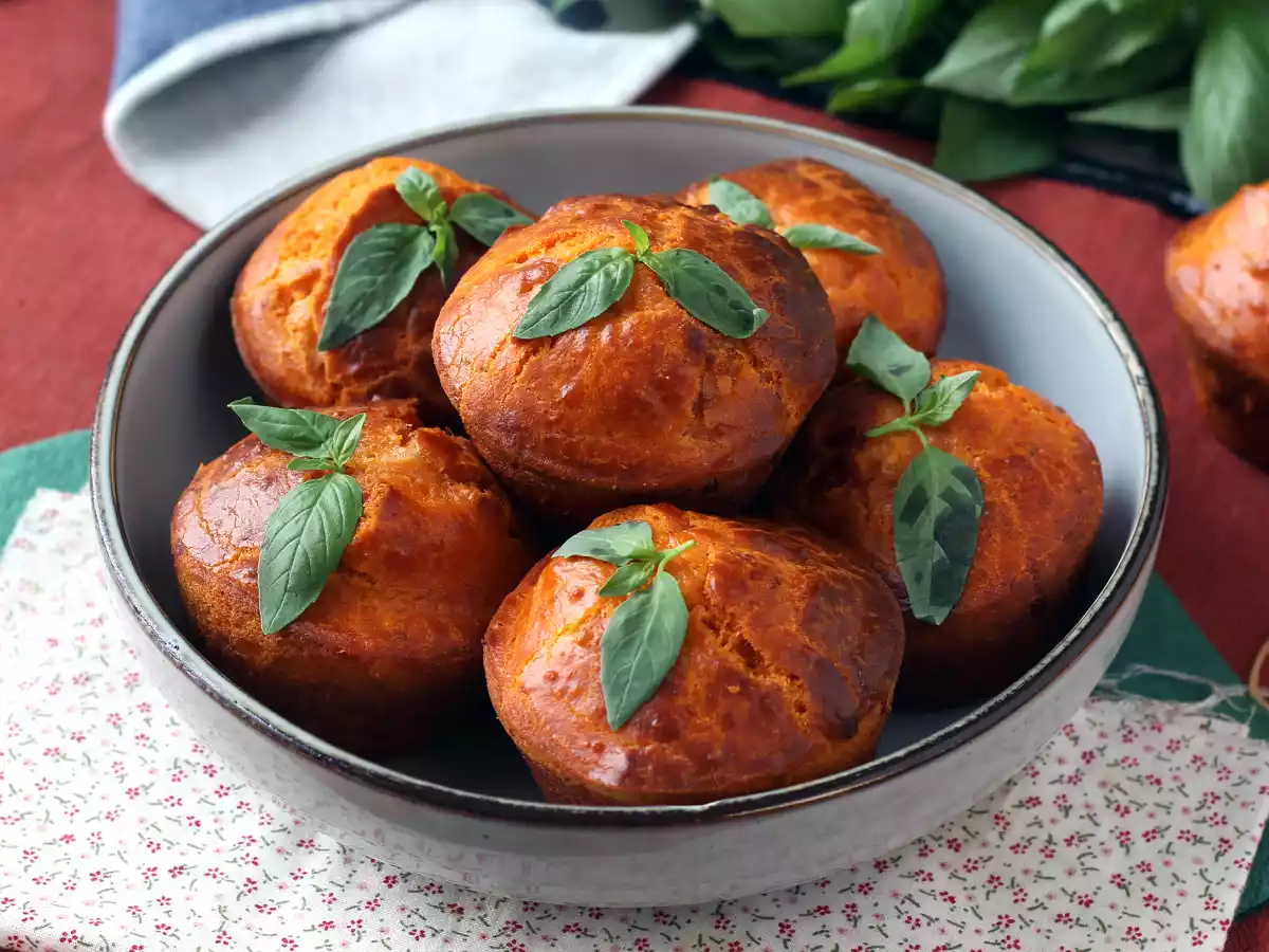 Tomatmuffins med smeltende mozzarellahjerte
