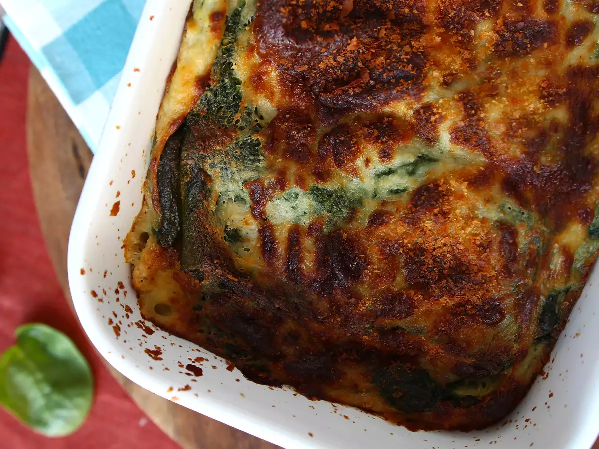 Vegetarisk lasagne med spinat og tofu i airfryer - foto 4
