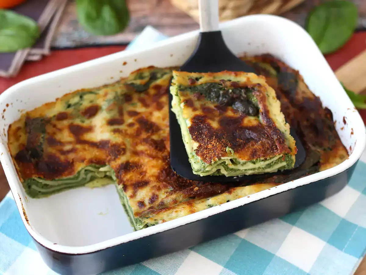 Vegetarisk lasagne med spinat og tofu i airfryer - foto 5
