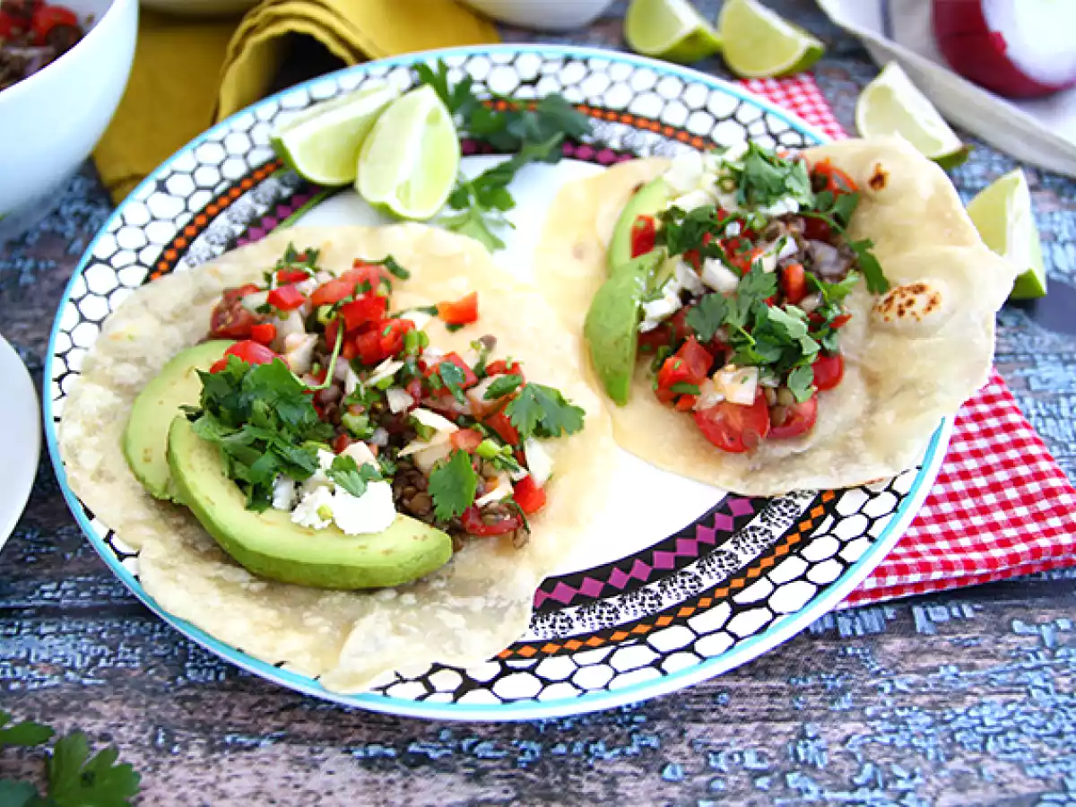 Vegetariske tacos med linser