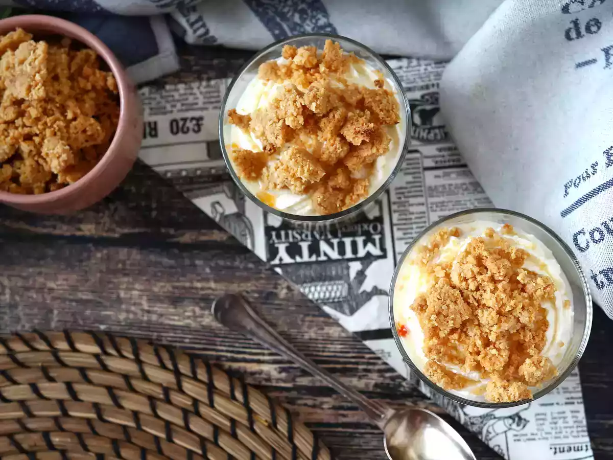 Vegetariske verrines: ærtesuppe, parmesancrumble og mascarponecreme - foto 3